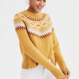 American Eagle Fair Isle Mock Neck Sweater